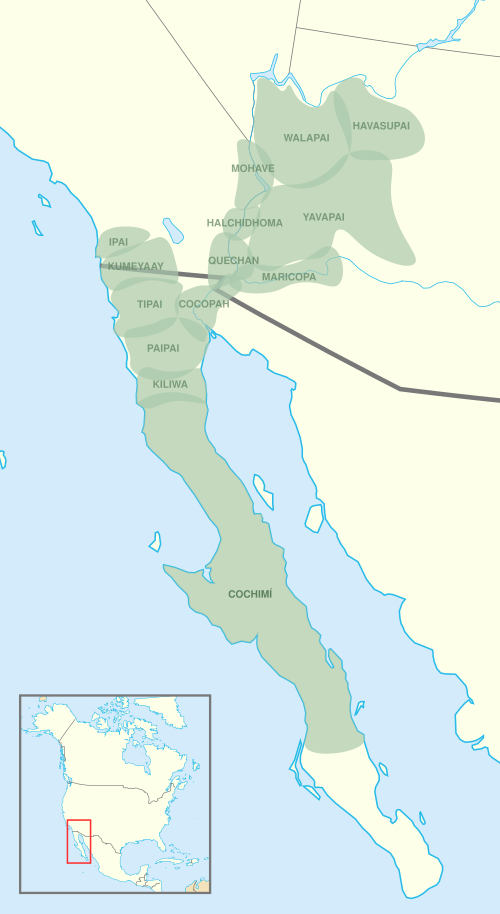 Map of the area where Mohave is spoken
