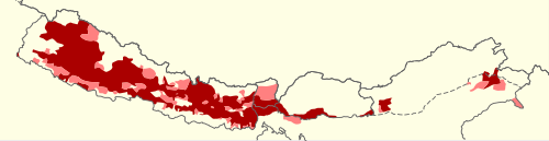 Map of the area where Nepali is spoken