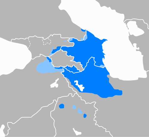 Map of the area where Azerbaijani is spoken