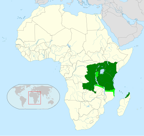 Map of the area where Swahili is spoken