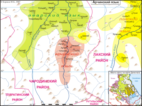 Map of the area where Archi is spoken