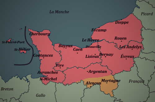 Map of the area where Norman is spoken