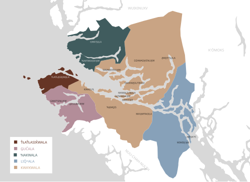 Map of the area where Kwakʼwala is spoken