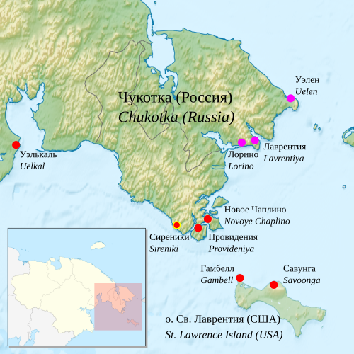 Map of the area where Naukan Yupik is spoken