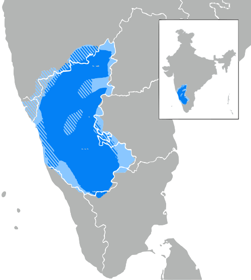Map of the area where Kannada is spoken