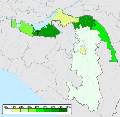 Map of the area where Adyghe is spoken