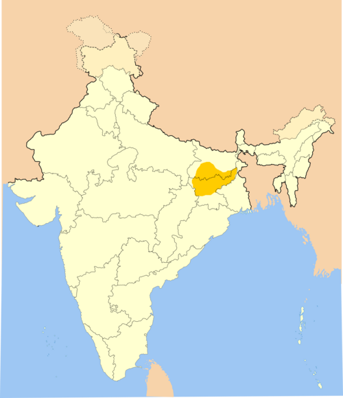 Map of the area where Magahi is spoken
