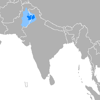 Map of the area where Punjabi is spoken