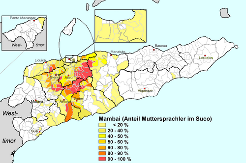 Map of the area where Mambai is spoken