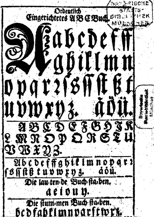 Sample of the German alphabet