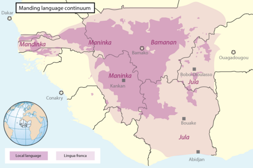 Map of the area where Manding is spoken