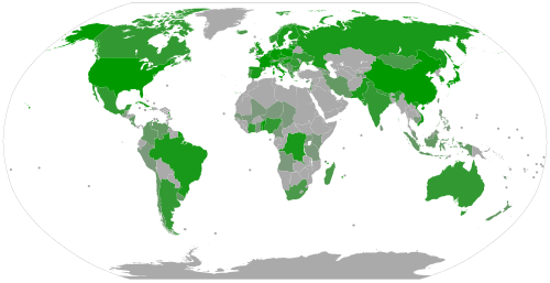 Map of the area where Esperanto is spoken