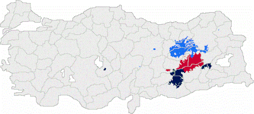 Map of the area where Zazaki is spoken