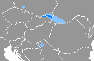 Map of the area where Rusyn is spoken