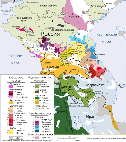 Map of the area where Rutul is spoken