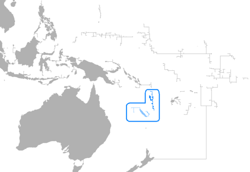 Map of the area where Bislama is spoken