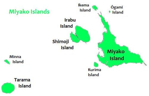 Map of the area where Miyako is spoken