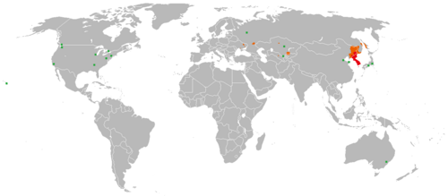 Map of the area where Korean is spoken