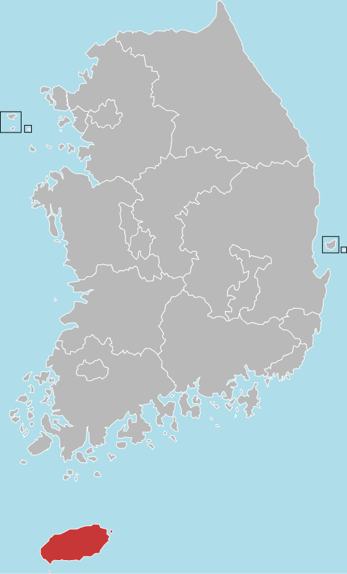 Map of the area where Jeju is spoken