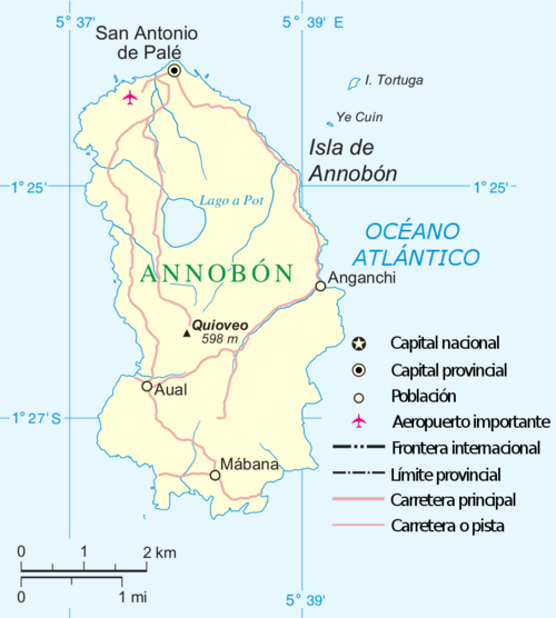 Map of the area where Annobonese Creole is spoken