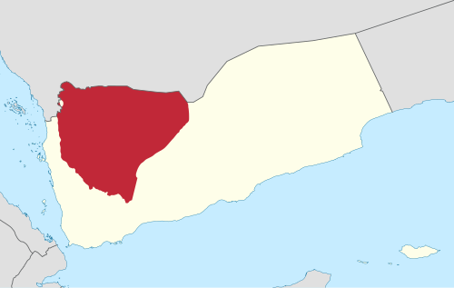 Map of the area where Sanʽani Arabic is spoken