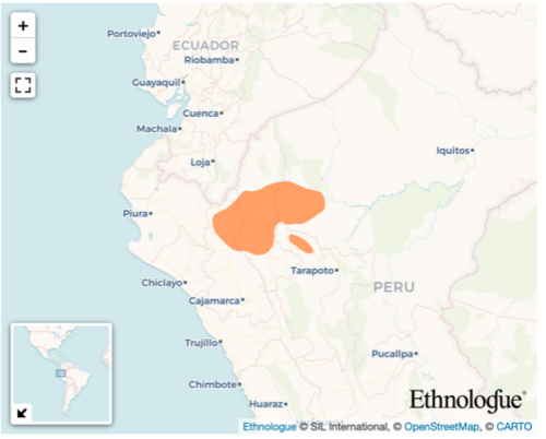 Map of the area where Aguaruna is spoken