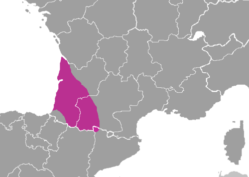 Map of the area where Gascon is spoken