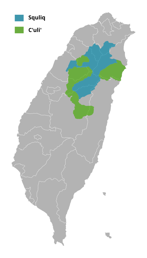 Map of the area where Atayal is spoken