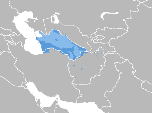 Map of the area where Turkmen is spoken