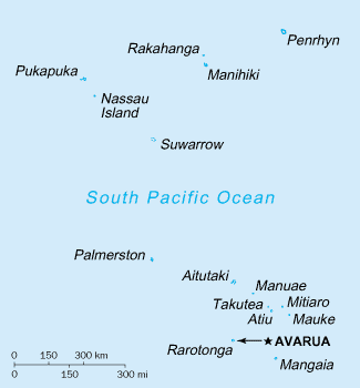 Map of the area where Cook Islands Māori is spoken