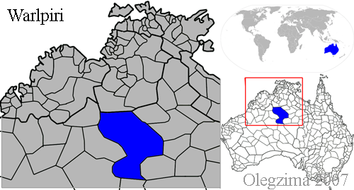 Map of the area where Warlpiri is spoken