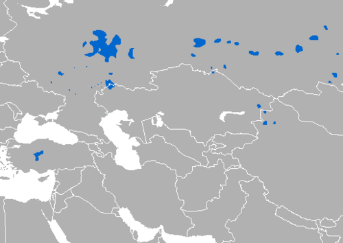 Map of the area where Tatar is spoken