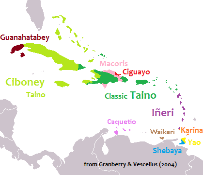 Map of the area where Taíno is spoken