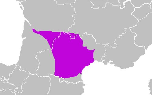 Map of the area where Languedocian is spoken