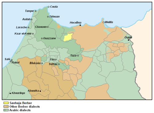 Map of the area where Senhaja de Srair is spoken