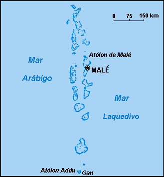 Map of the area where Maldivian is spoken