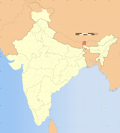 Map of the area where Sikkimese is spoken