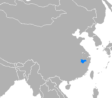 Map of the area where Huizhou Chinese is spoken