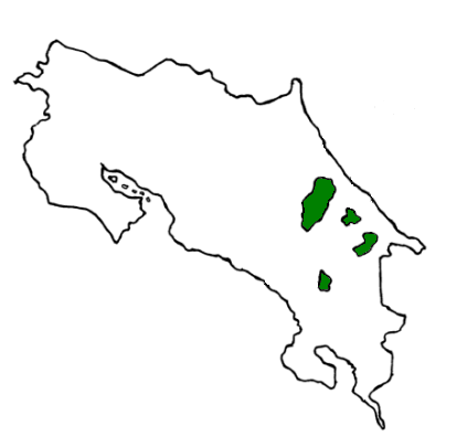 Map of the area where Cabécar is spoken
