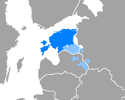 Map of the area where Estonian is spoken