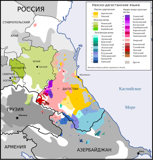 Map of the area where Lak is spoken