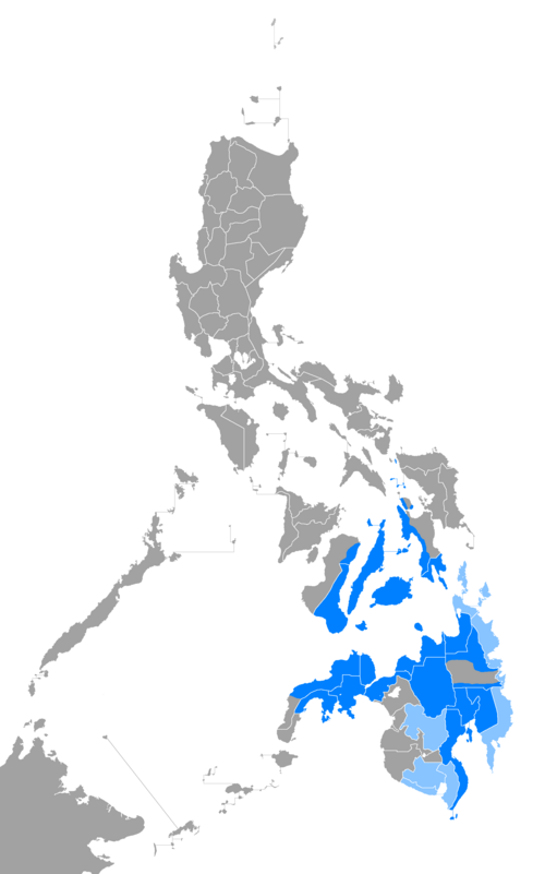 Map of the area where Cebuano is spoken