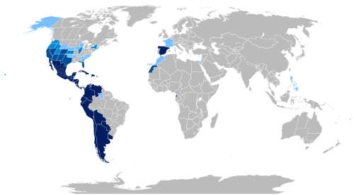 Map of the area where Spanish is spoken