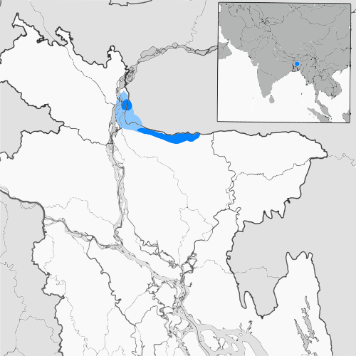 Map of the area where Hajong is spoken