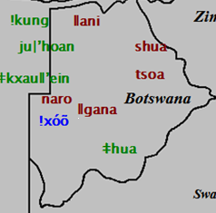 Map of the area where Taa is spoken