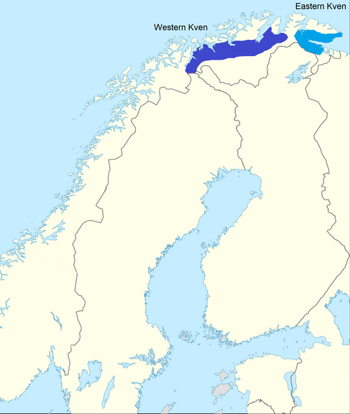 Map of the area where Kven is spoken