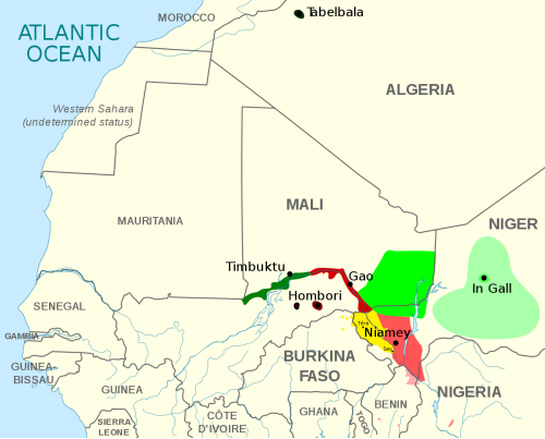 Map of the area where Korandje is spoken