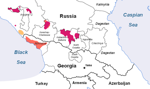 Map of the area where Ubykh is spoken