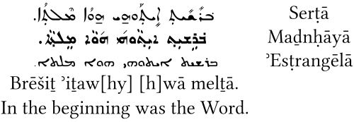 Sample of the Syriac alphabet