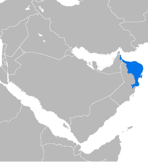 Map of the area where Omani Arabic is spoken
